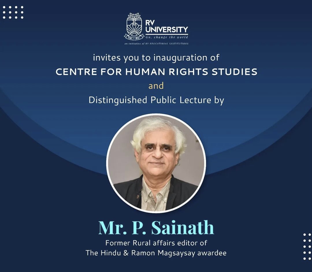 Distinguished Public Lecture – Mr. P Sainath